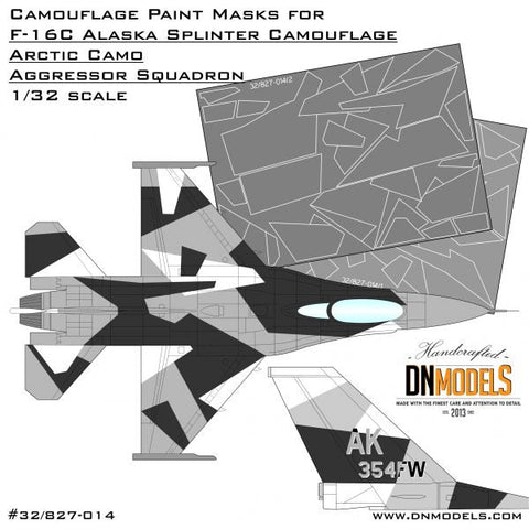 DNモデル 32/827-014 1/32 F-16Cアラスカアークティックスプリンターアグレッサー用迷彩塗装マスク(タミヤ用)