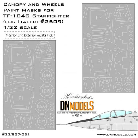 DNモデル 32/827-031 1/32 TF-104G スターファイター用キャノピー＆ホイールペイントマスクセット(イタレリ用)