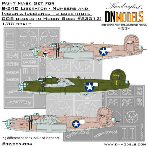 DNモデル 32/827-034 1/32 B-24D リベレーター ナンバー＆記章 ペイントマスクセット(ホビーボス用)