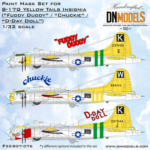 DNモデル 32/827-076 1/32 B-17G フライングフォートレス イエローテイルズ 記章ペイントマスクセット(全キット用)