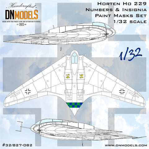 DNモデル 32/827-082 1/32 ホルテン Ho 229 記章＆番号 ペイントマスクセット