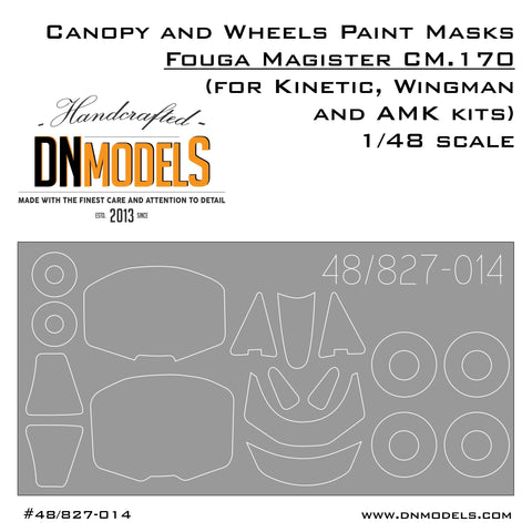 DNモデル 48/827-014 1/48 フーガ・マジスター CM.170 キャノピーとホイールの塗装マスク（キネティック,ウィングマン,AMK用）