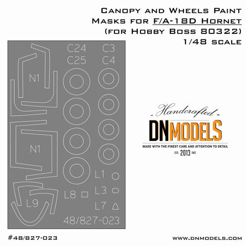 DNモデル 48/827-023 1/48 F/A-18Dホーネット用キャノピー＆ホイール塗装マスク（ホビーボス 80322用）