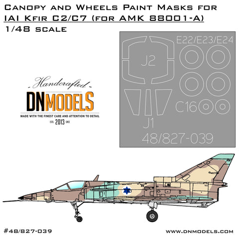 DNモデル 48/827-039 1/48 IAI クフィルC2/C7 キャノピー＆ホイール ペイントマスク (AMK 88001-A用)