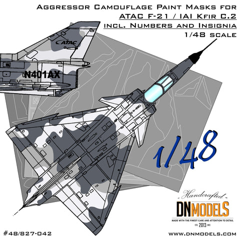 DNモデル 48/827-042 1/48 ATACアグレッサーF-21/Kfir C.2迷彩塗装マスク+ナンバー＆記章(AMK 88001-A用)