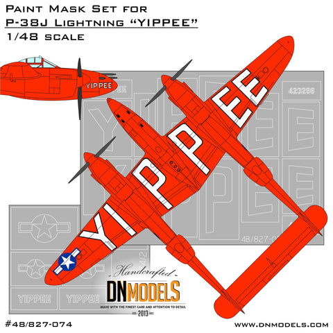 DNモデル 48/827-074 1/48 "Yippee"P-38J ライトニング塗装マスクセット ? P-38 5000号機生産記念(全キット用)