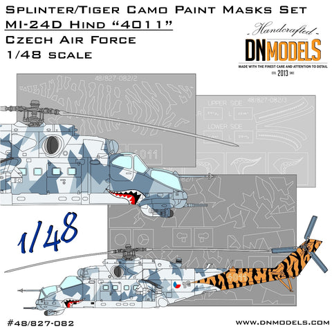 DNモデル 48/827-082 1/48 スプリンター/タイガー迷彩 Mi-24 ハインド"4011"チェコ空軍ペイントマスクセット(レベル,ズベズダ,モノグラム用)