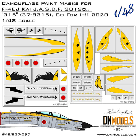 DNモデル 48/827-097 1/48 航空自衛隊 F-4EJ改ファントム 第301飛行隊 "315" (37-8315) "Go For it! 2020"デモスキーム塗装マスクセット(造形村,ハセガワ用)