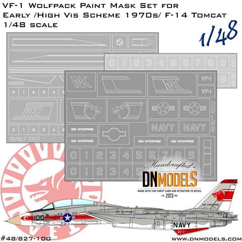 DNモデル 48/827-100 1/48 アメリカ海軍 F-14 トムキャット VF-1 ウルフパック ペイントマスクセット 初期型/High Vis(全キット用)