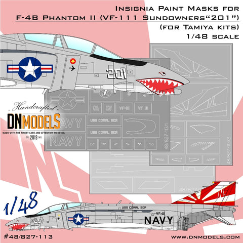 DNモデル 48/827-113 1/48 サンダウナーズ F-4B ファントム II VF-111 記章ペイントマスクセット (タミヤ 61121用)
