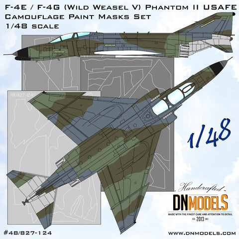 DNモデル 48/827-124 1/48 F-4E / F-4G ワイルド・ウィーゼル V ファントム II USAFE 迷彩塗装マスクセット(造形村,モンモデル,ハセガワ F-4E,RF-4C,RF-4E ファントム IIキット用）
