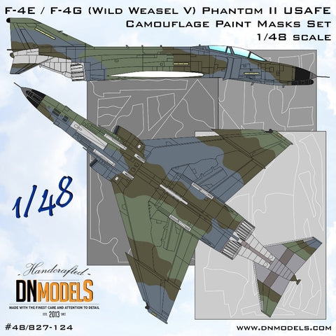 DNモデル 48/827-124 1/48 F-4E / F-4G ワイルド・ウィーゼル V ファントム II USAFE 迷彩塗装マスクセット(造形村,モンモデル,ハセガワ F-4E,RF-4C,RF-4E ファントム IIキット用）