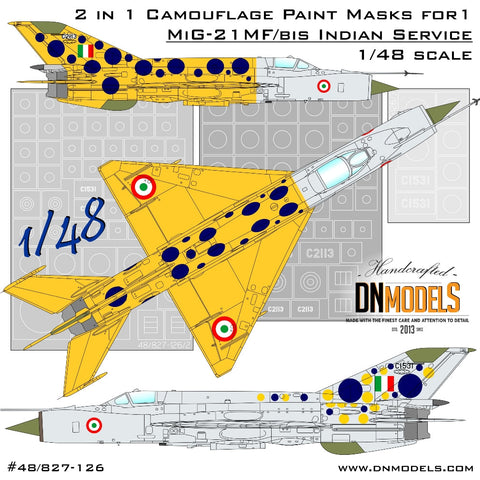 DNモデル 48/827-126 1/48 MiG-21MF / MiG-21bis インド軍 2 in 1 ペイントマスクセット(全キット用)