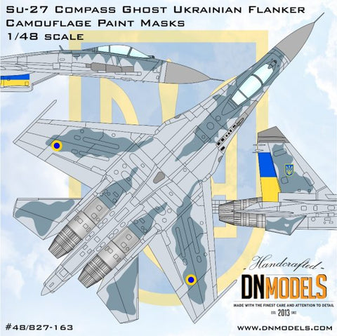 DNモデル 48/827-163 1/48 Su-27 コンパスゴースト ウクライナ フランカー 迷彩塗装マスクセット（ホビーボス,グレートウォールホビー,アカデミー, エデュアルド用）