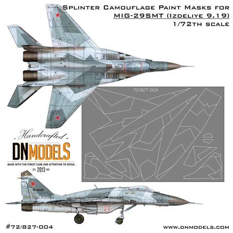 DNモデル 72/827-004 1/72 スプリンター迷彩塗装マスク MiG-29SMT (9-19)(トランぺッター 01676用)