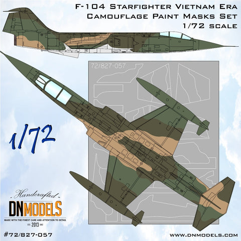 DNモデル 72/827-057 1/72 F-104 スターファイター ベトナム戦争時代迷彩塗装マスク(全キット用)