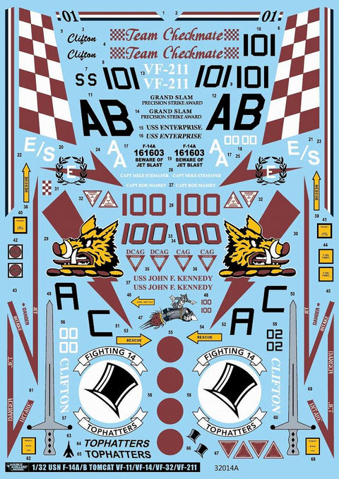 DXM 01-3312 1/32 アメリカ海軍 F-14A/B トムキャット VF-11/VF-14/VF-32/VF-211