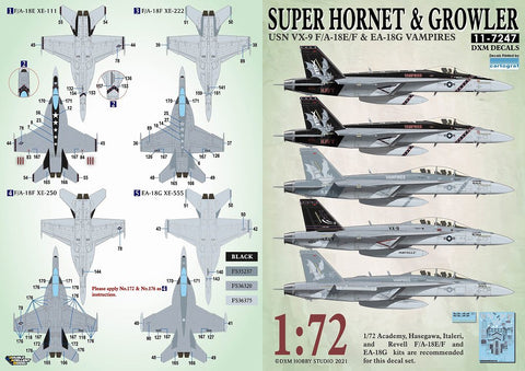 DXM 11-7247 1/72 アメリカ海軍 F/A-18E/F & EA-18G VX-9 ヴァンパイアーズ