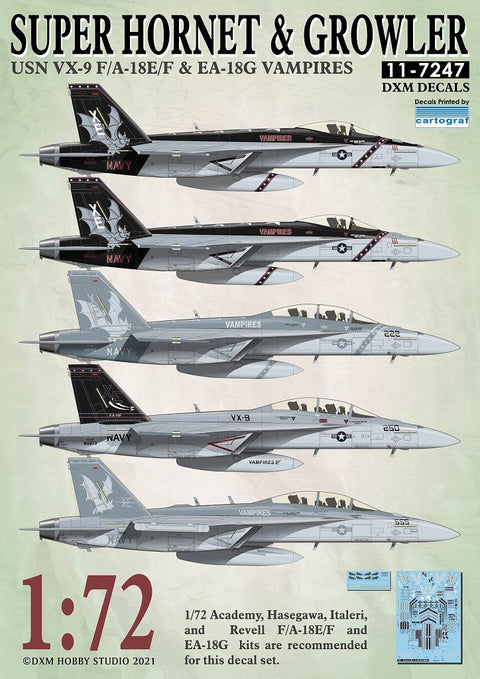 DXM 11-7247 1/72 アメリカ海軍 F/A-18E/F & EA-18G VX-9 ヴァンパイアーズ