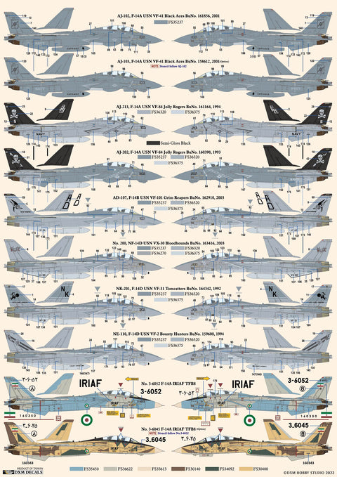 DXM 21-7153 1/72 アメリカ海軍 VF-2/31/41/84/101＆イラン空軍 F-14 トムキャット コレクション #4