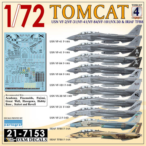 DXM 21-7153 1/72 アメリカ海軍 VF-2/31/41/84/101＆イラン空軍 F-14 トムキャット コレクション #4