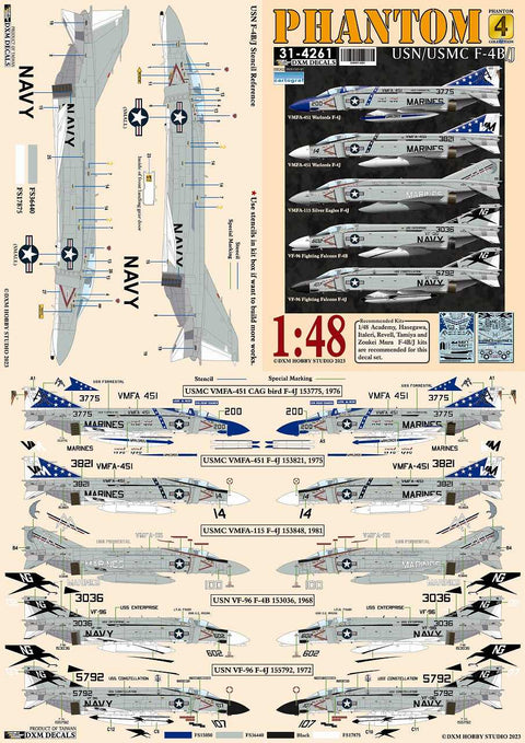 DXM 31-4261 1/48 アメリカ海軍/海兵隊 F-4B/J VMFA-451/115/VF-96 ファントム コレクション #4