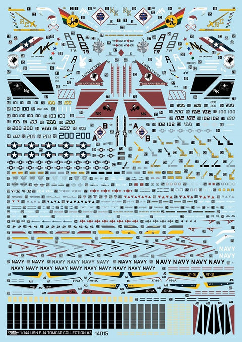 DXM 41-1114 1/144 アメリカ海軍F-14A/B/D トムキャット VF-2/14/31/32/102/103/NSAWC 12 スキーム コレクション