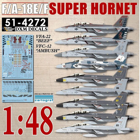 DXM 51-4272  1/48 アメリカ海軍 F/A-18E/F スーパーホーネット VFA-22 & VFC-12（ハセガワ,Meng, レベル用）