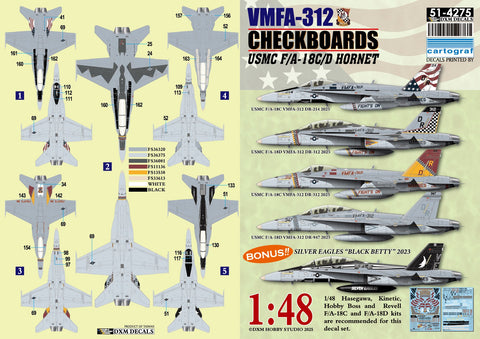 DXM 51-4275 1/48 アメリカ海兵隊 F/A-18C/D ホーネット VMFA-312 チェッカーボーズ （ハセガワ,キネティック,ホビーボス用）
