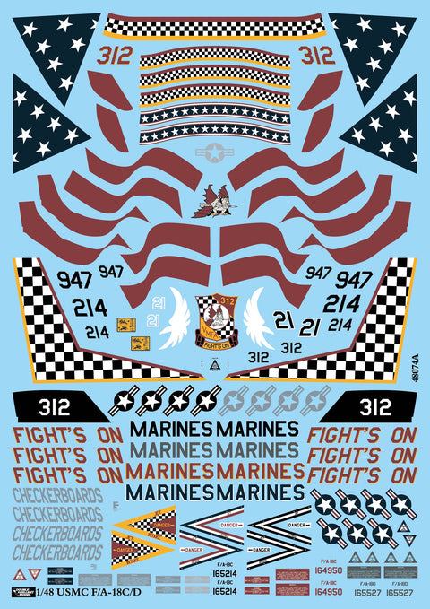 DXM 51-4275 1/48 アメリカ海兵隊 F/A-18C/D ホーネット VMFA-312 チェッカーボーズ （ハセガワ,キネティック,ホビーボス用）