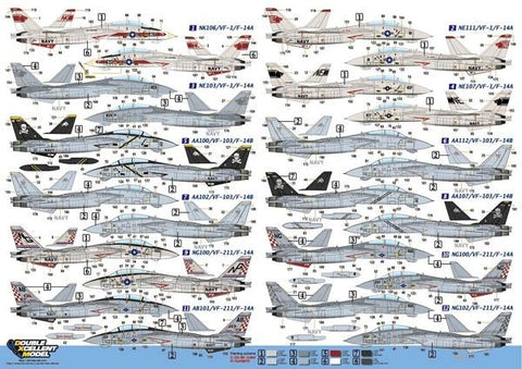 DXM 91-1112 1/144 アメリカ海軍 F-14A トムキャット VF-1 ウルフパック/VF-103 ジョリーロジャース/VF-211 チェックメイツ