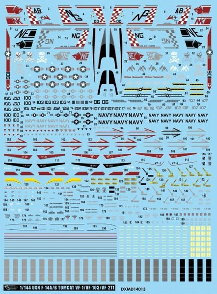 DXM 91-1112 1/144 アメリカ海軍 F-14A トムキャット VF-1 ウルフパック/VF-103 ジョリーロジャース/VF-211 チェックメイツ