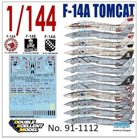 DXM 91-1112 1/144 アメリカ海軍 F-14A トムキャット VF-1 ウルフパック/VF-103 ジョリーロジャース/VF-211 チェックメイツ