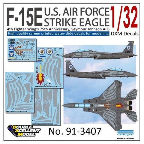 DXM 91-3407 1/32 アメリカ空軍 マクドネル・ダグラス F-15E ストライクイーグル 第4戦闘航空団 75周年記念塗装