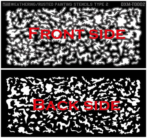 DXM T0002 ウェザリング/錆/退色 デュアルエフェクト エアブラシステンシル #2（15cm X 7cm）