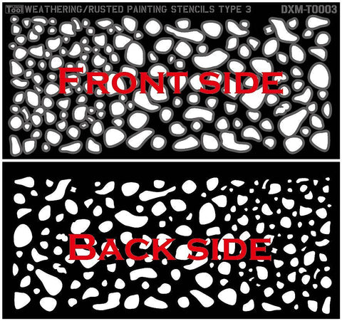 DXM T0003 ウェザリング/錆/退色 デュアルエフェクト エアブラシステンシル #3（15cm X 7cm）