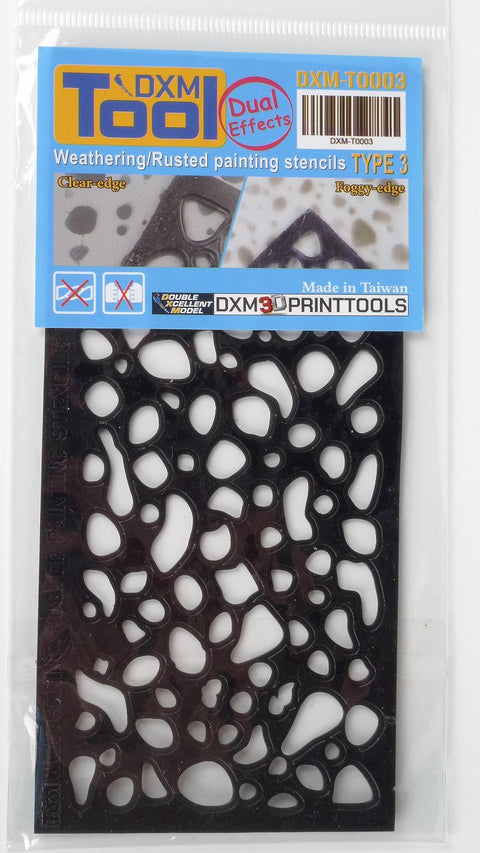 DXM T0003 ウェザリング/錆/退色 デュアルエフェクト エアブラシステンシル #3（15cm X 7cm）