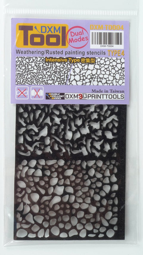 DXM T0004 ウェザリング/錆/退色 デュアルエフェクト エアブラシステンシル #4（10cm X 7cm）