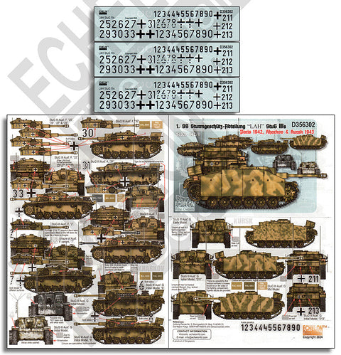 エシュロン D356302 1/35 第1SS装甲師団のIII号突撃砲A/F/G型 パリ/ハリコフ/クルスク