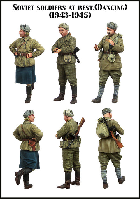 エボリューション EM-35140 1/35 WWII 休息中のソビエト兵 1944-1945(6)(3体)