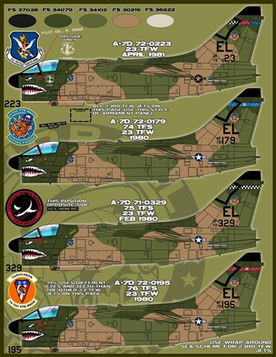 ファーボール 48-016 1/48 アメリカ空軍 9機の A-7Dコルセアのマンイーター、ショートリトルアグリーファッカーズ