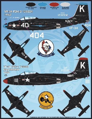 ファーボール FDS-4811 1/48 アメリカ海軍 海兵隊のカラフルな F2H-2/2Pシーブルーバンシーズ（キティーホーク用）