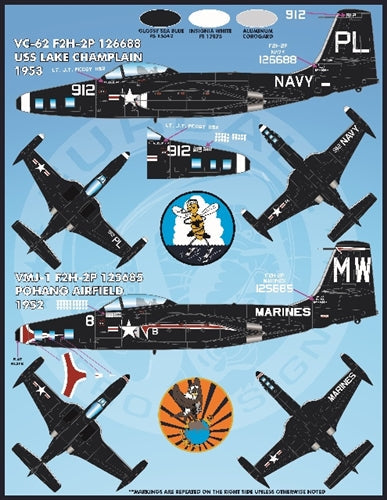 ファーボール FDS-4811 1/48 アメリカ海軍 海兵隊のカラフルな F2H-2/2Pシーブルーバンシーズ（キティーホーク用）