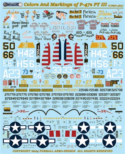 ファーボール F/D&S-4831 1/48 P-47 カラーリングとマーキング パート3