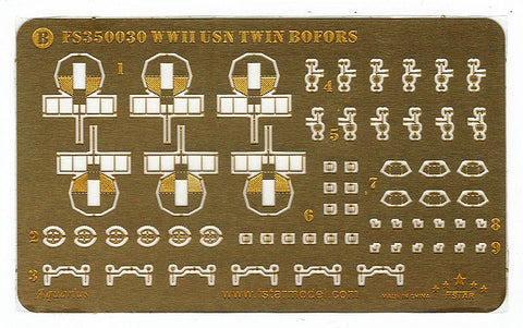 ファイブスターモデル FS350030 1/350 WWIIアメリカ海軍 ボフォース連装対空砲（4台セット）3Dプリント＋真鍮砲身
