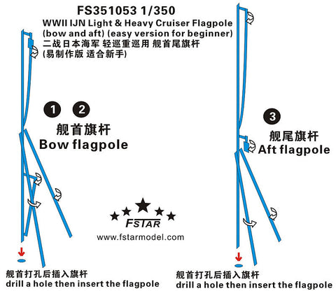 ファイブスターモデル FS351053 1/350 WWII 日本海軍 巡洋艦用 旗竿(ビギナー向け)
