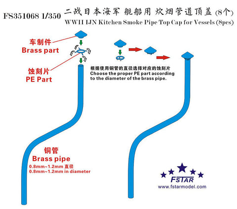 ファイブスターモデル FS351068 1/350 WWII 日本海軍 艦艇用 烹炊所煙突用傘(8個)