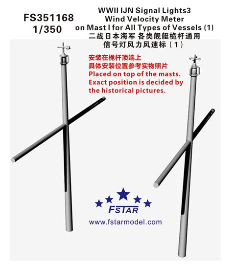 ファイブスターモデル FS351168 1/350 WWII 日本海軍 艦船用 風向発信器/信号灯・風速発信器/信号灯 3Dプリント
