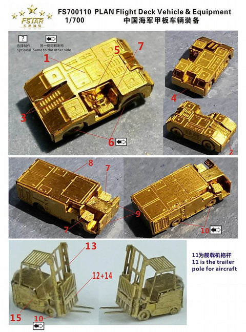 ファイブスターモデル FS700110 1/700 中国人民解放軍 海軍 航空母艦 甲板作業車&装備