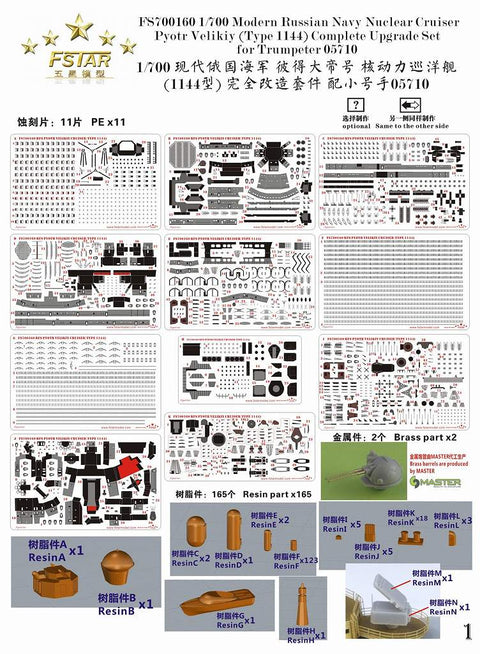 ファイブスターモデル FS700160 1/700 ロシア海軍 キーロフ級ミサイル巡洋艦 ピョートル・ヴェリーキイ 2017 コンプリートアップグレードセット(トランぺッター05710用)